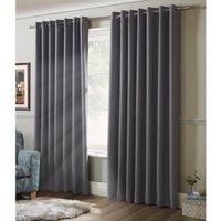 Essential Eyelet Ring Top Curtains - Silver / 167cm / 183cm