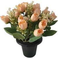 Artificial Rose Mix Remembrance Grave Pot - Cream - thumbnail 1