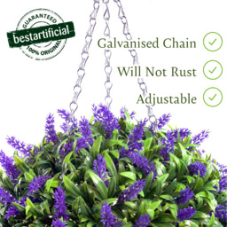 Best Artificial 28cm Purple Lush Lavender Hanging Basket Flower Topiary Ball - Purple - thumbnail 3