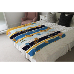 Beautiful Meadow Flowers On Candy Colorful Brush Stripe Blanket - Blue - thumbnail 4