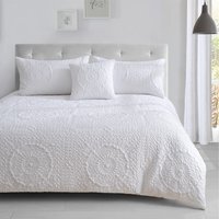 Deluxe Quilted Grandeur Pinsonic Duvet Sets - White / Single