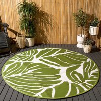 Palm Leaf Round Outdoor Rug - Green