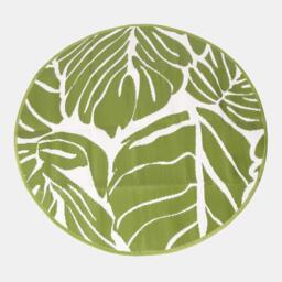 Palm Leaf Round Outdoor Rug - Green - thumbnail 2