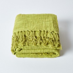 Homescapes Nirvana Slub Cotton Throw - Lime - thumbnail 4