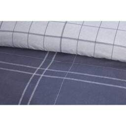 Hudson Check Duvet Cover Pillowcase  Fitted Sheet Set - Blue / Double - thumbnail 3