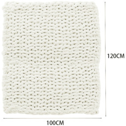 Chunky Knit Throws Blanket in Creamy White - Creamy White / 100cm / 120cm - thumbnail 5