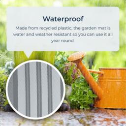 Stripes Outdoor Camping Rug Mat - Grey and White - thumbnail 2