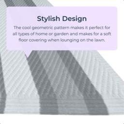 Stripes Outdoor Camping Rug Mat - Grey and White - thumbnail 4