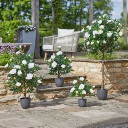 Artificial White Rose Bush Tree  - White - thumbnail 3