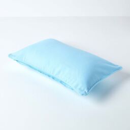 Homescapes Cotton Plain Cushion Cover - Blue / 50cm - thumbnail 4