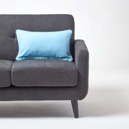 Homescapes Cotton Plain Cushion Cover - Blue / 50cm - thumbnail 2