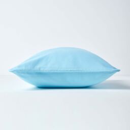Homescapes Cotton Plain Cushion Cover - Blue / 50cm - thumbnail 3