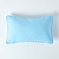 Homescapes Cotton Plain Cushion Cover - Blue / 50cm - thumbnail 1