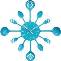 Romero 33cm Dia Blue Cutlery Metal Wall Clock - Blue