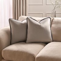 Pack of Matte Velvet Piped Edge Cushion Covers - Grey / 2