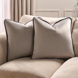 Pack of Matte Velvet Piped Edge Cushion Covers - Grey / 2 - thumbnail 5