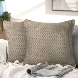 Snug Soft Chevron Patterned Mink Cushion Small - Latte / Polyester - thumbnail 3