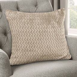 Snug Soft Chevron Patterned Mink Cushion Small - Latte / Polyester - thumbnail 2