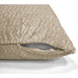 Snug Soft Chevron Patterned Mink Cushion Small - Latte / Polyester - thumbnail 4