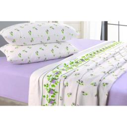 Rosebud Flannelette Sheet Set - Lilac / King - thumbnail 3