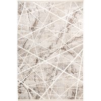 Geometric Fringed Rug - Beige / 290 x 200cm