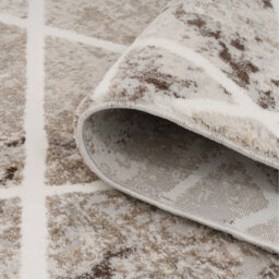 Geometric Fringed Rug - Beige / 290 x 200cm - thumbnail 3