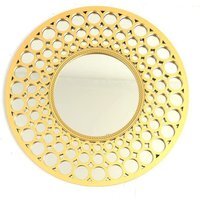 Round Designer Wall Mirror Artistic Decoration Gold - Gold