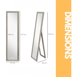 Rustic Full Length Mirror Freestanding Or Hanging - Grey - thumbnail 2