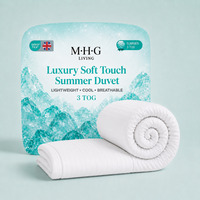 3 Tog Summer Quilt Duvet - Luxury Soft Touch Microfibre, Breathable & Lightweight - White / Single
