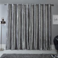 Sienna Pair of Crushed Velvet Fully Lined Eyelet Curtains - Silver / 167cm / 182cm