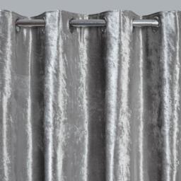 Sienna Pair of Crushed Velvet Fully Lined Eyelet Curtains - Silver / 167cm / 182cm - thumbnail 3