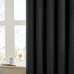 Ultimate Velvet Full Blackout Pencil Pleat Curtains - Black / 117cm / 137cm - thumbnail 2