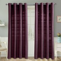 Homescapes Cotton Rajput Ribbed Curtain Pair - Purple / 137cm - thumbnail 1