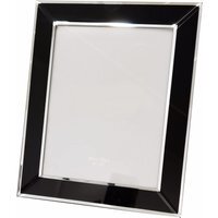 Black Glass Photo Frame Mirrored Border Picture - Silver - thumbnail 1