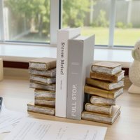 Pair of Antique Book Stack Bookends - Bronze