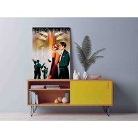 Couple at a Party - Wrapped Canvas Graphic Art Print - Orange / 77cm / 114cm - thumbnail 1