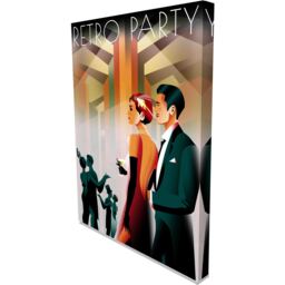 Couple at a Party - Wrapped Canvas Graphic Art Print - Orange / 77cm / 114cm - thumbnail 2