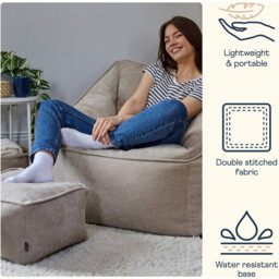 icon Natalia Chenille Armchair Bean Bag and Footstool Set Giant Bean Bag Chair - Natural - thumbnail 5