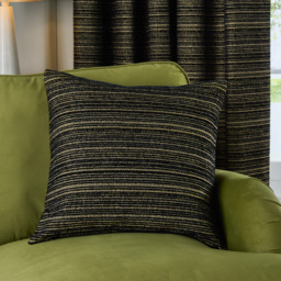 Jupiter Jacquard Cushion - Black/Gold / Feather - thumbnail 4