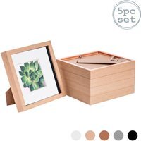 "3D Box Photo Frame - 8 x 8"" with 4 x 4"" Mount - Pack of 5 - Light Wood / 20cm"