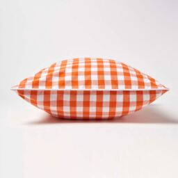Block Check Cotton Gingham Cushion Cover - Orange / 45cm - thumbnail 3