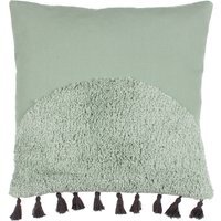 Radian Semi Circle Tufted Cotton Tasselled Cushion - Eucalyptus - thumbnail 1