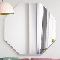 Octa All Glass Modern Bevelled Octagonal Wall Mirror - Black - thumbnail 1