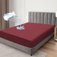 Premium Quality Waterproof Fitted Sheet - Burgundy / Single - image 1