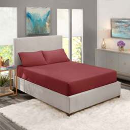 Premium Quality Waterproof Fitted Sheet  - Burgundy / Single - thumbnail 4