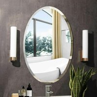 50x70 cm Frameless Oval Wall Mounted Mirror - Silver