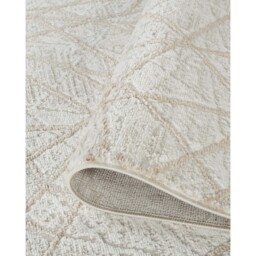 Perla Modern Abstract Linear Living Room Area Rug Metallic Sheen Axis-Beige - Beige / 230cm - thumbnail 3
