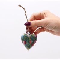 Large Decor Wooden Heart with Bird  Floral Design for Home - Multi