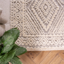 Diamond Geometric Area Rug - Grey & White / 240 x 330cm - thumbnail 4