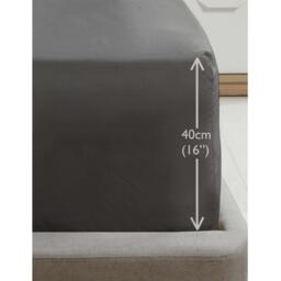 "Extra Deep Percale Fitted Sheet 16"" - Charcoal / Superking" - thumbnail 3